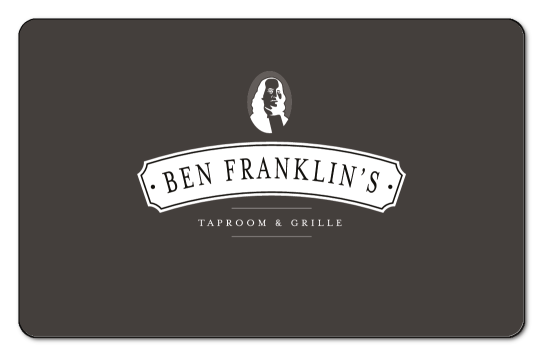 Ben Franklin's logo on grey background